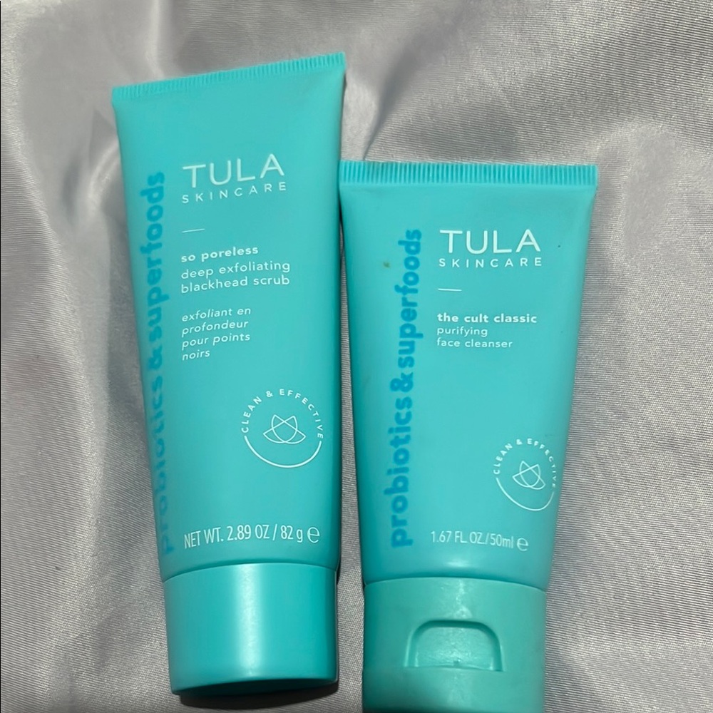 Tula Skincare Teal Exfoliating Scrub and Cleanser Duo